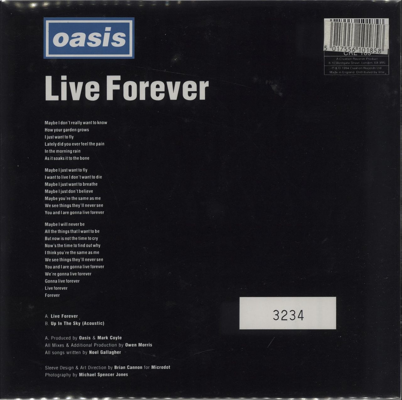 Oasis Live Forever - Numbered UK 7