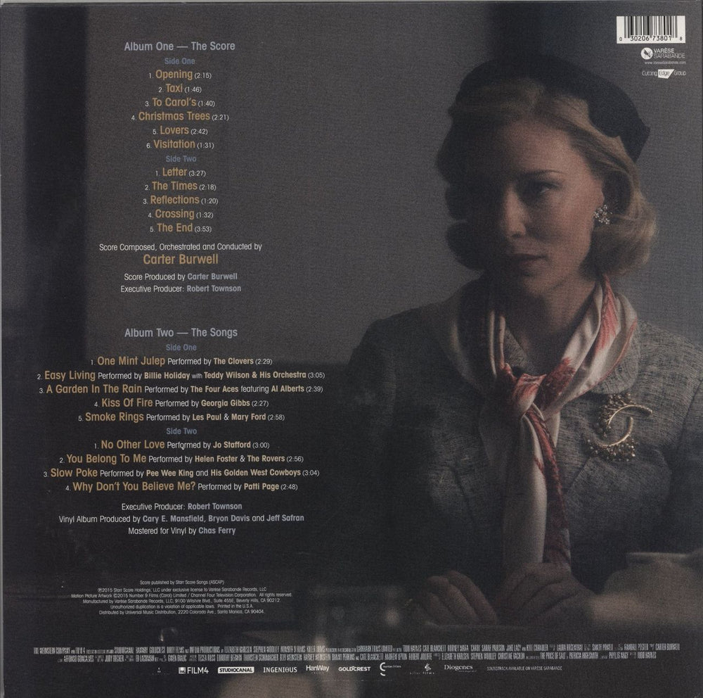 Original Soundtrack Carol - Original Motion Picture Soundtrack US 10" vinyl single (10 inch record)