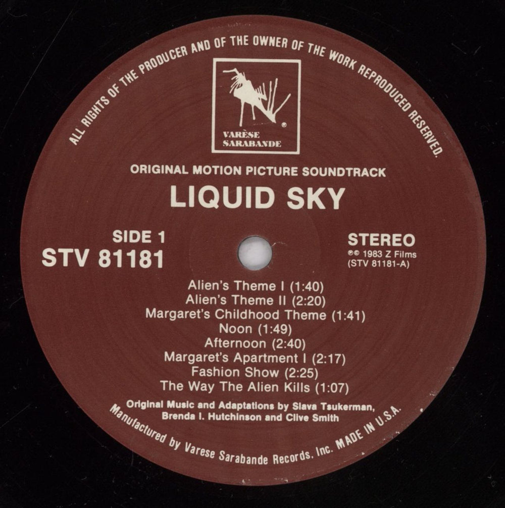 Original Soundtrack Liquid Sky - Original Motion Picture Soundtrack US vinyl LP album (LP record) OSTLPLI835185