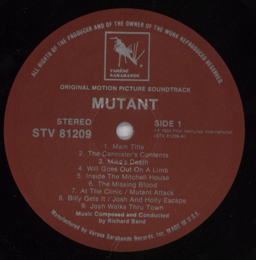 Original Soundtrack Mutant (Original Motion Picture Soundtrack) US vinyl LP album (LP record) OSTLPMU836001