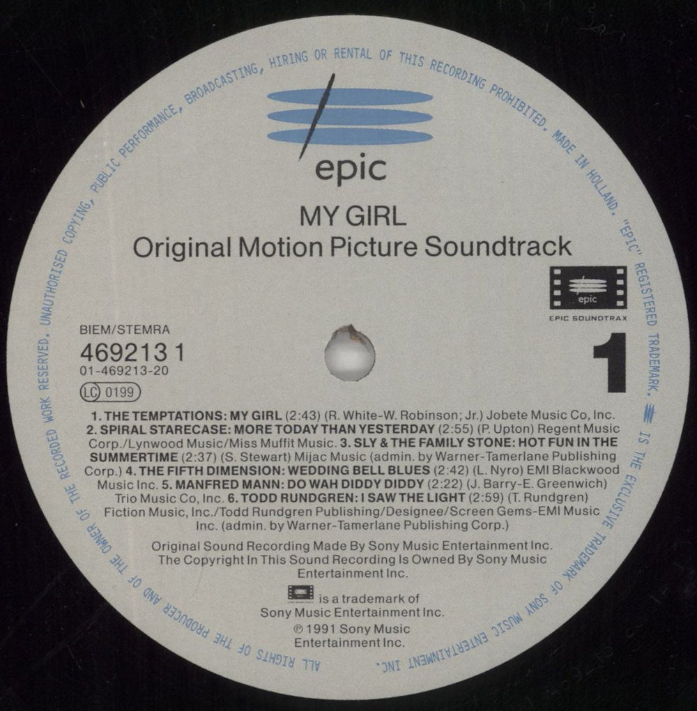 Original Soundtrack My Girl UK vinyl LP album (LP record) OSTLPMY861826