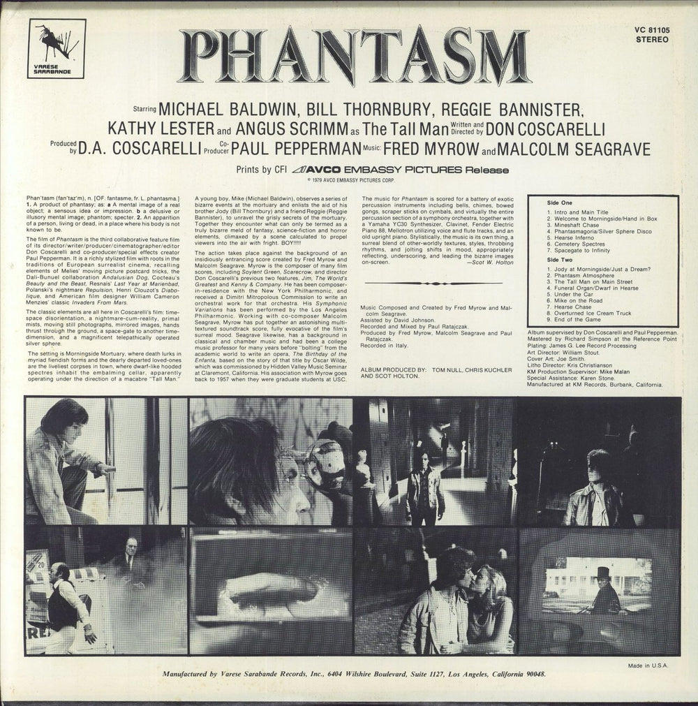 Original Soundtrack Phantasm US vinyl LP album (LP record)