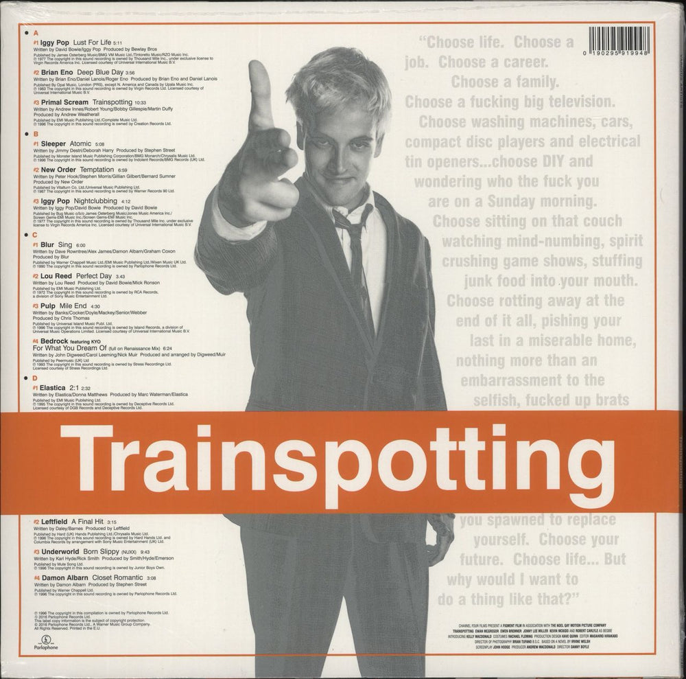 Original Soundtrack Trainspotting - Orange Vinyl - Sealed UK 2-LP vinyl record set (Double LP Album) 190295919948