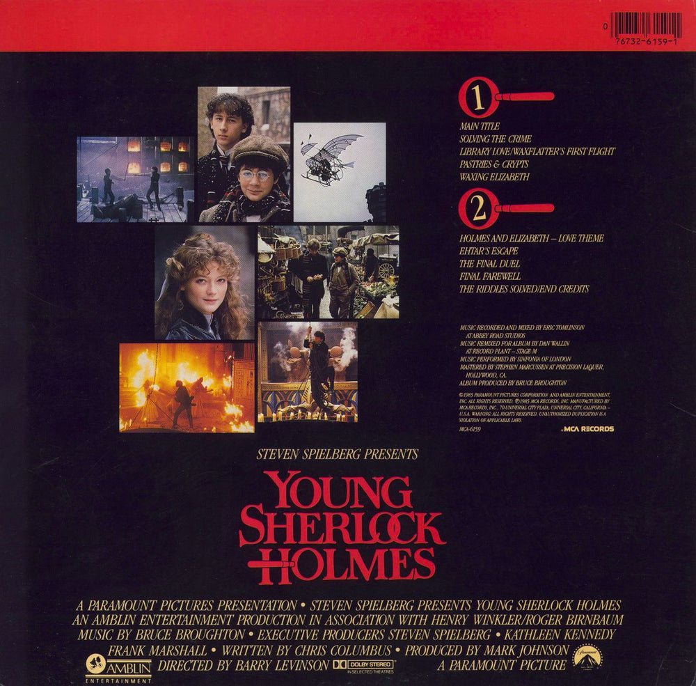 Original Soundtrack Young Sherlock Holmes OST US vinyl LP album (LP record) 076732615911