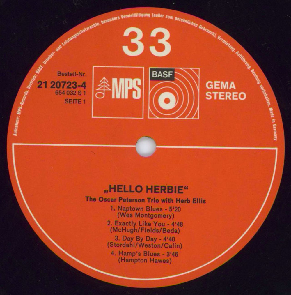 Oscar Peterson Hello Herbie German vinyl LP album (LP record) OP1LPHE816499