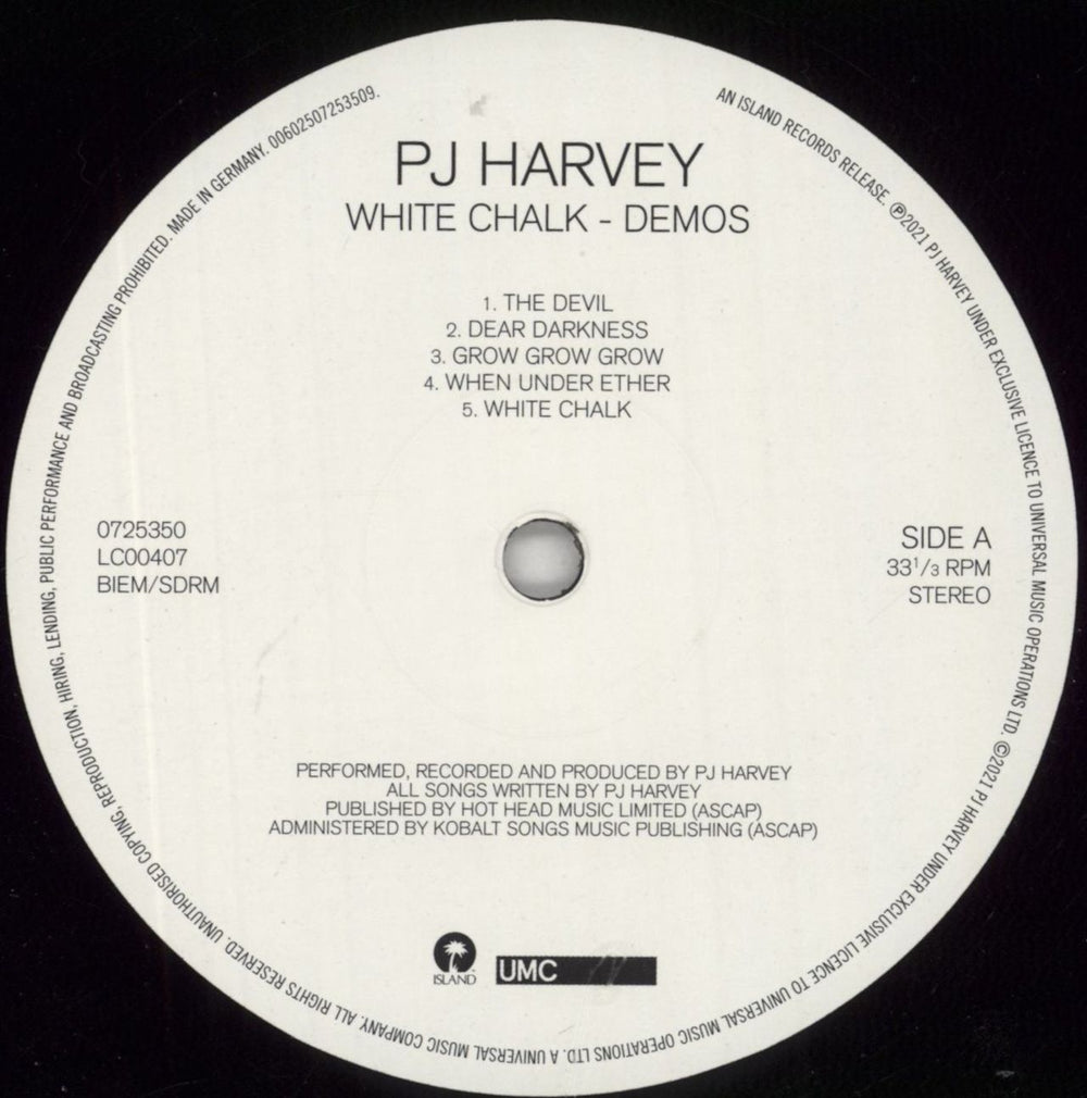 P.J. Harvey White Chalk - Demos German vinyl LP album (LP record) PJHLPWH848670