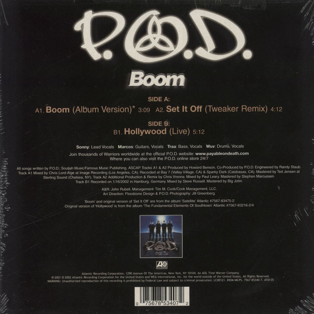 P.O.D. Boom - Sealed UK 7" vinyl single (7 inch record / 45) 075678534072