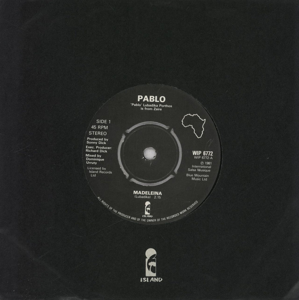 Pablo Madeleina UK 7" vinyl single (7 inch record / 45) WIP6772