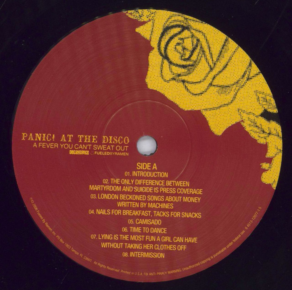 Panic At The Disco A Fever You Can't Sweat Out - Misprint US vinyl LP album (LP record) PDOLPAF830092