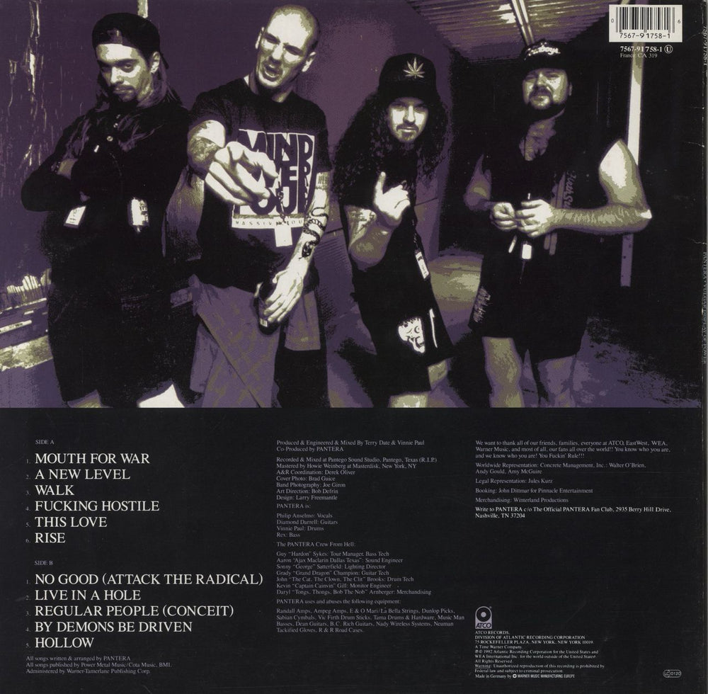 Pantera Vulgar Display Of Power - EX German vinyl LP album (LP record) 075679175816