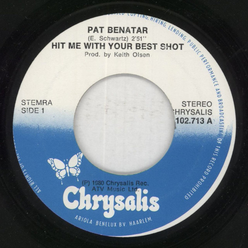 LP’ Little Harada / Best Of Me Pat Benatar Hit Me With Your Best Shot Dutch 7