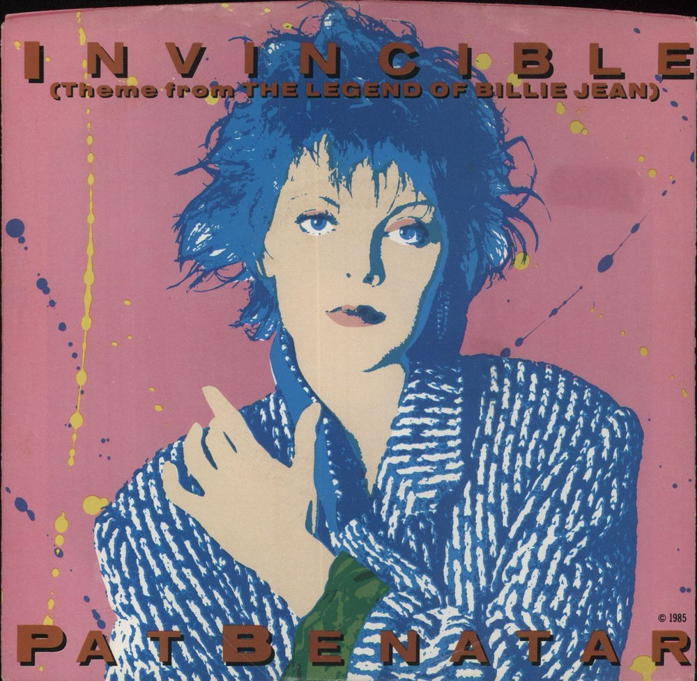 Pat Benatar Invincible (Theme From The Legend Of Billie Jean) US 7" vinyl single (7 inch record / 45) VS442877