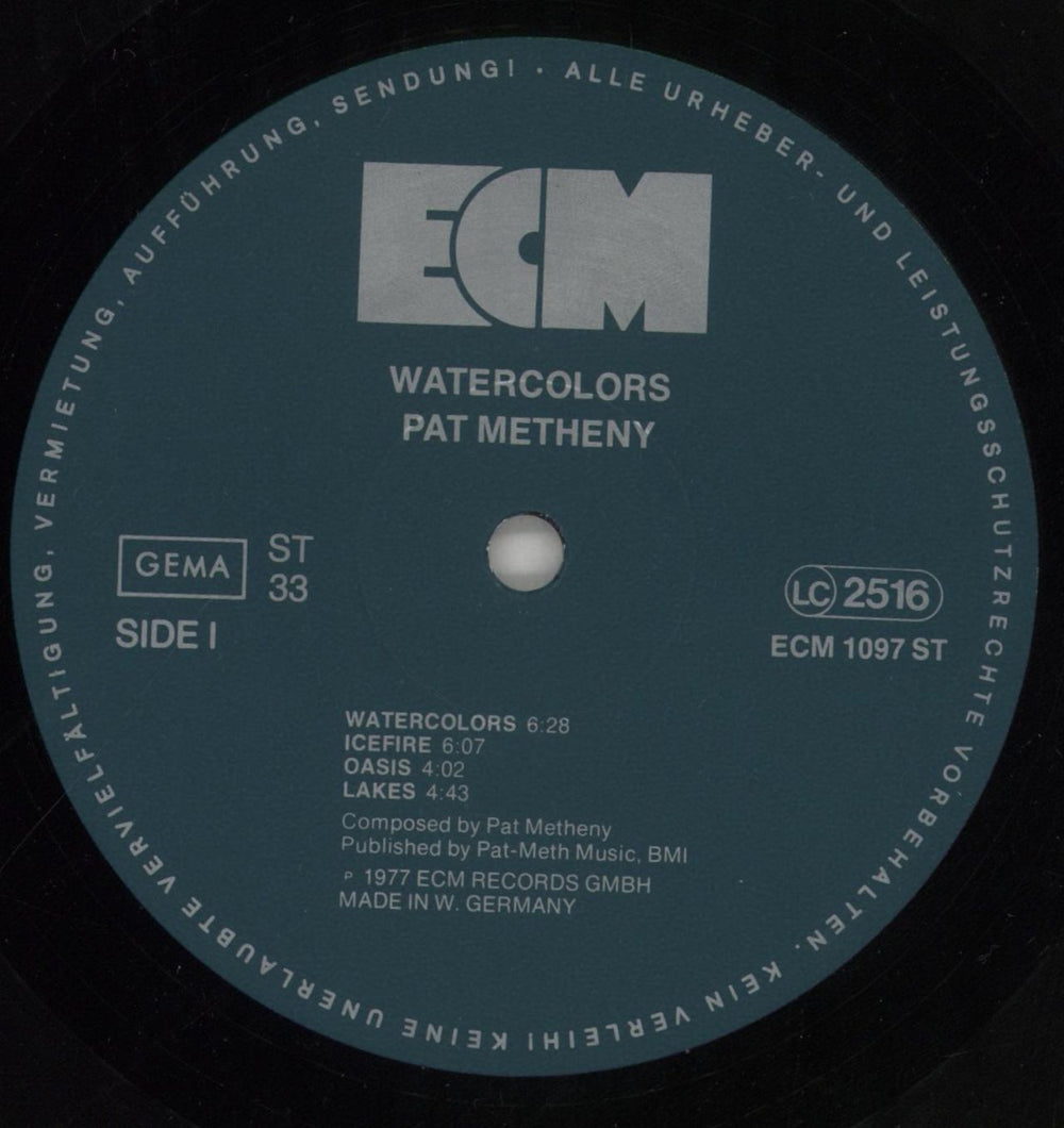 Pat Metheny Watercolors German vinyl LP album (LP record) PMELPWA416694
