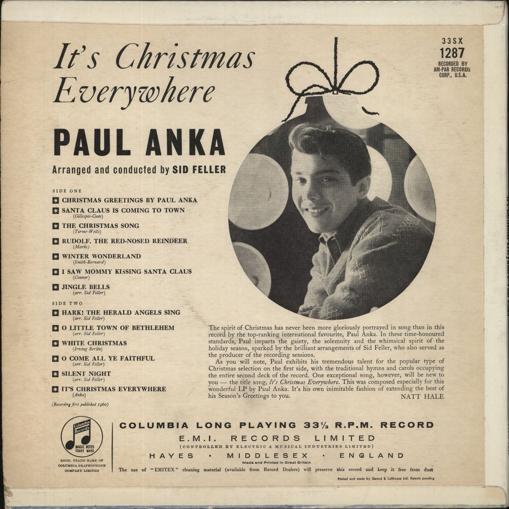 Paul Anka It's Christmas Everywhere - Factory Sample UK Promo vinyl LP album (LP record)