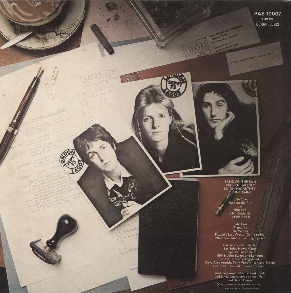 Paul McCartney and Wings Band On The Run - 1st - Complete - EX UK vinyl LP album (LP record)