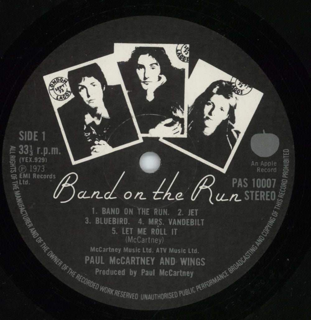 Band on the Run LP UK マト1 Band on the Run LP UK マト1 Band on the Run LP UK マト1