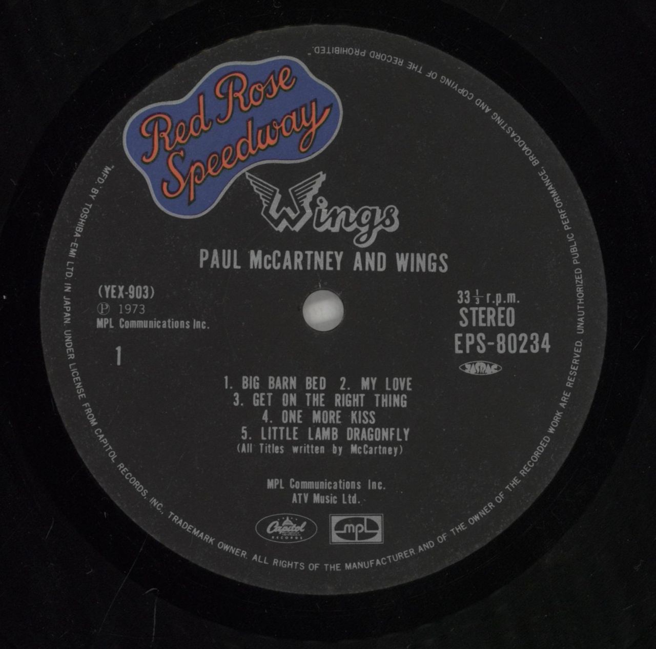 Paul McCartney and Wings Red Rose Speedway + 2 Booklets & Obi - EX