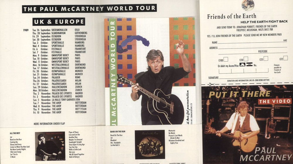 Paul McCartney and Wings The Paul Mccartney World Tour UK tour programme 1990