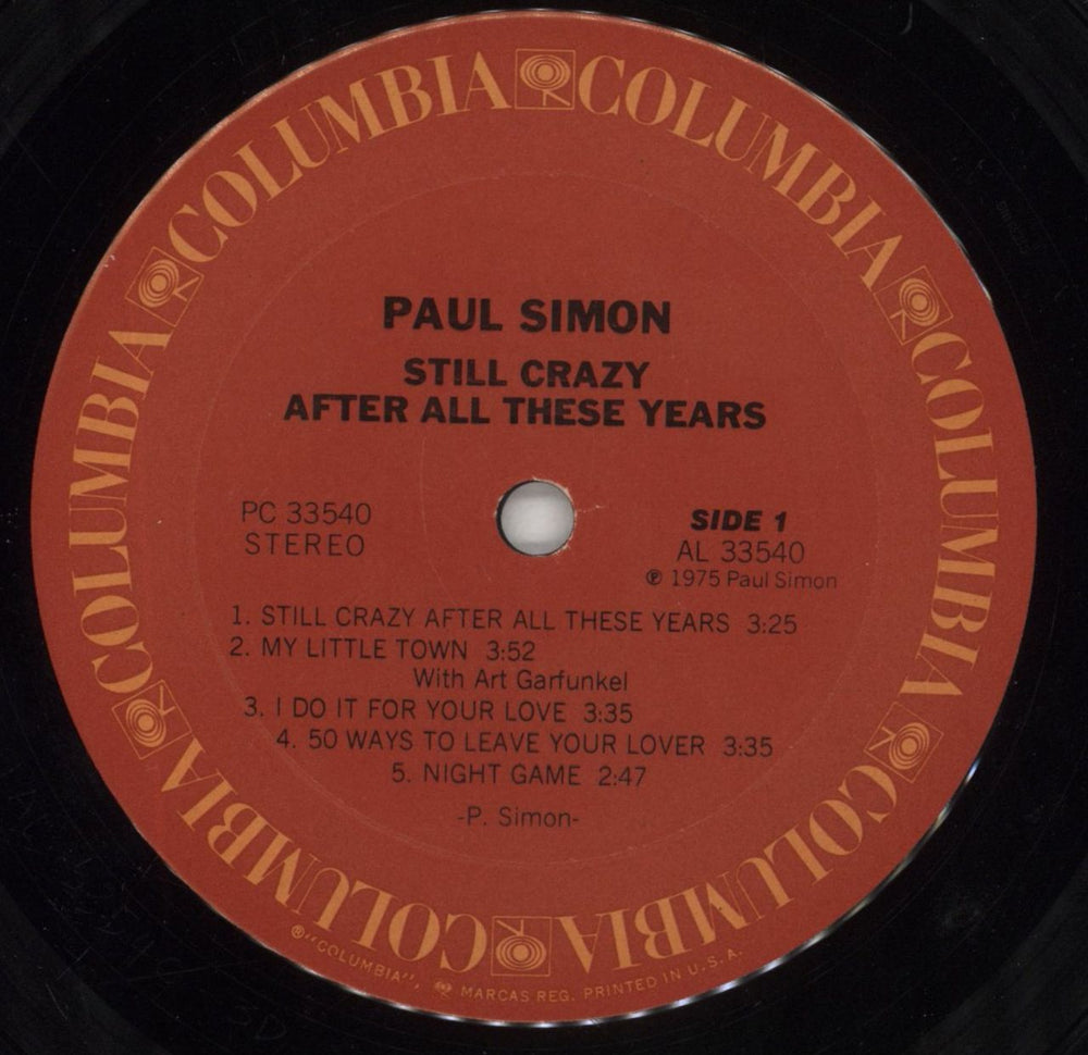 Paul Simon Still Crazy After All These Years US vinyl LP album (LP record) PSILPST545419