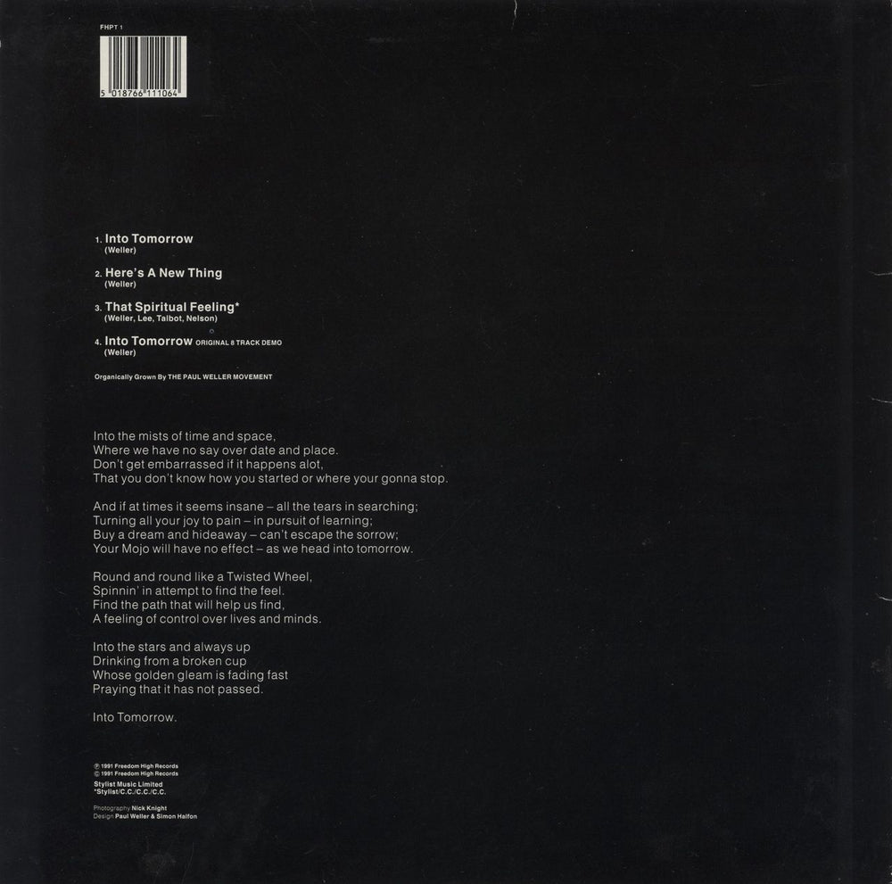 Paul Weller Into Tomorrow - VG UK 12" vinyl single (12 inch record / Maxi-single) 5018766111064
