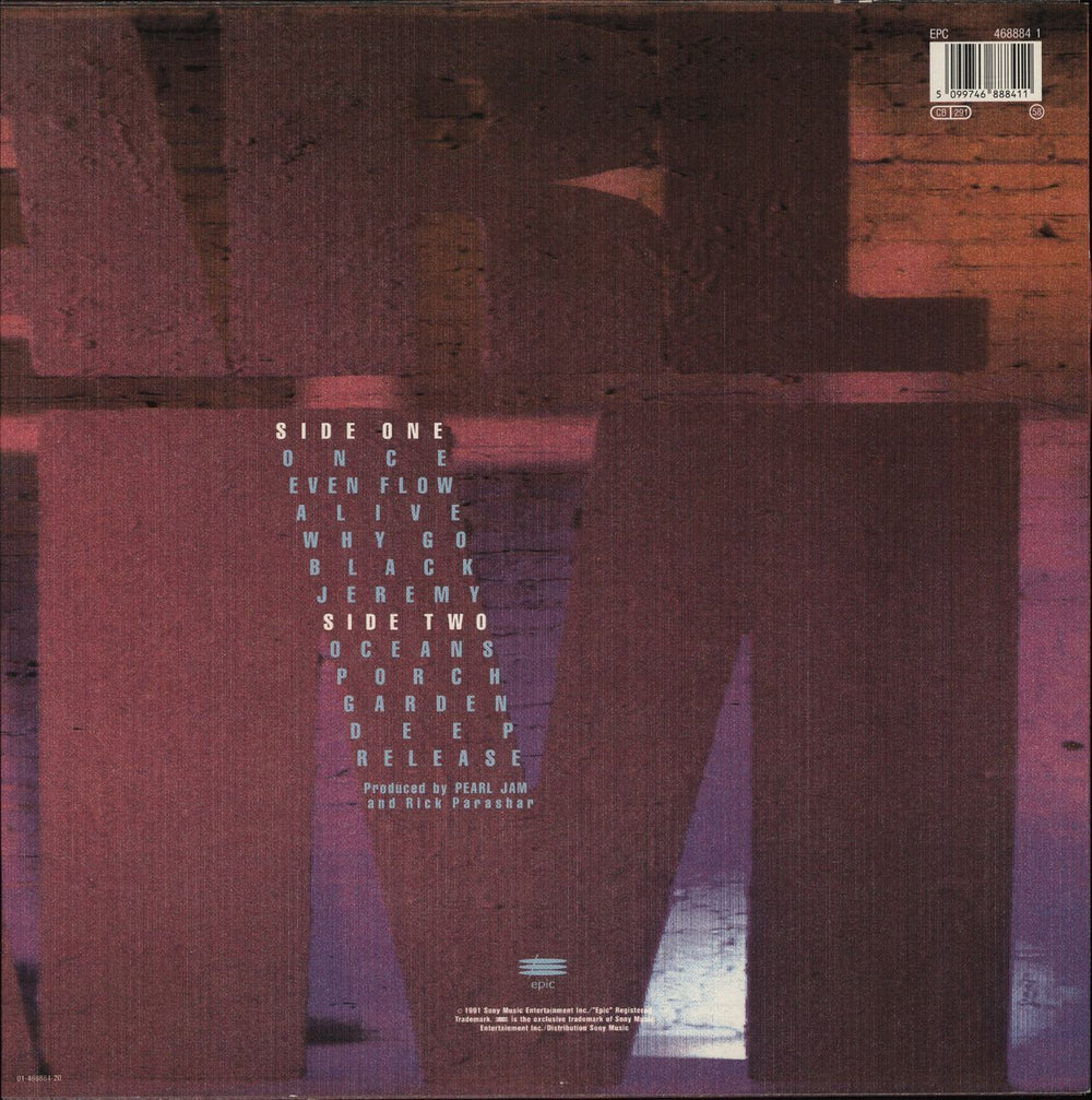 Pearl Jam Ten - EX UK vinyl LP album (LP record) 5099746888411