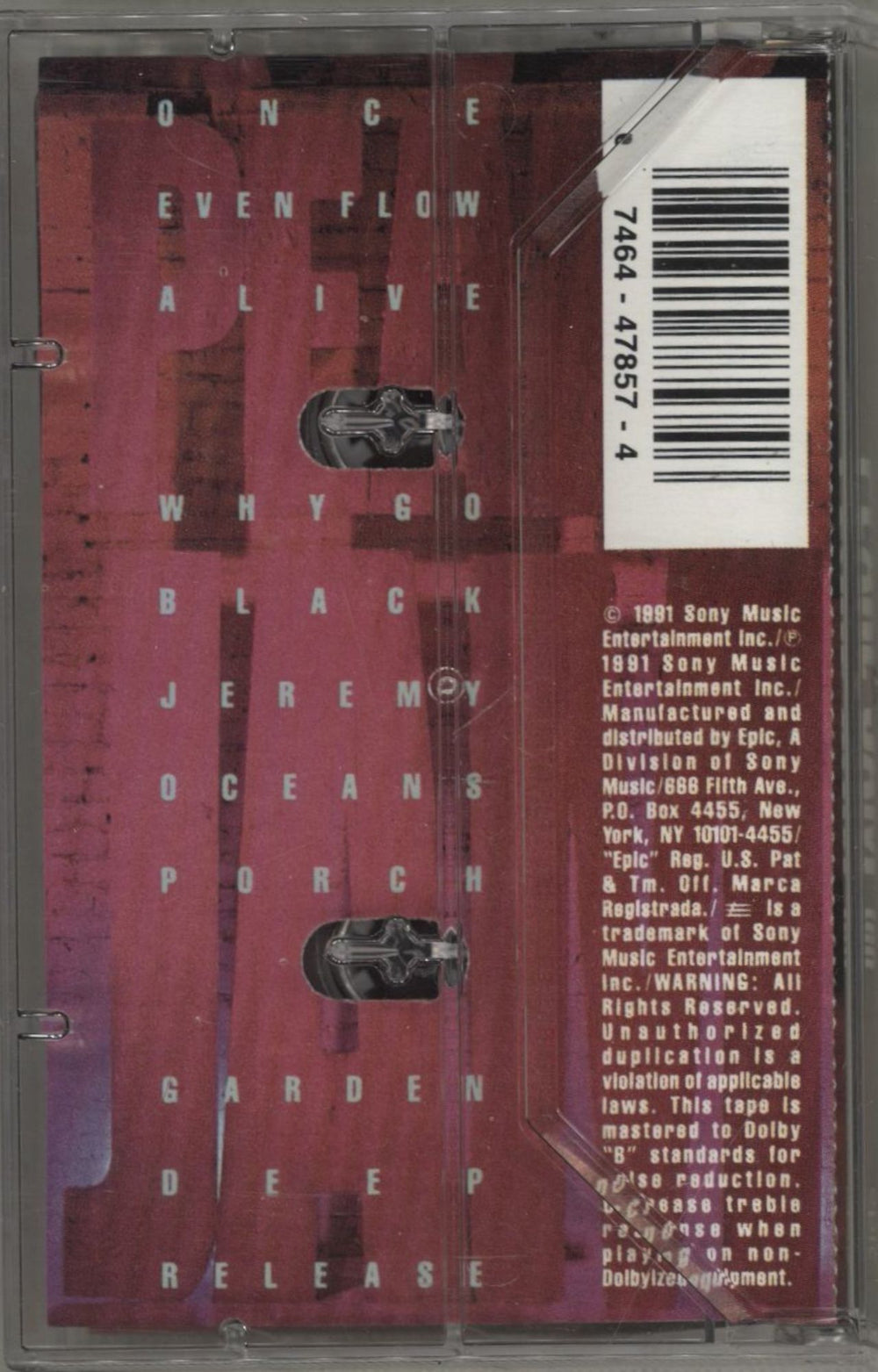 Pearl Jam Ten US cassette album 074644785746