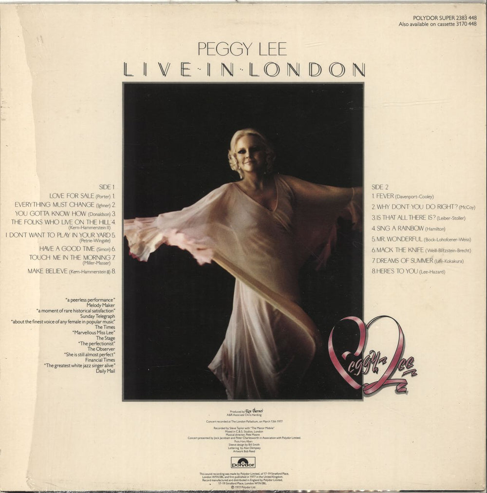 Peggy Lee Live In London UK vinyl LP album (LP record)