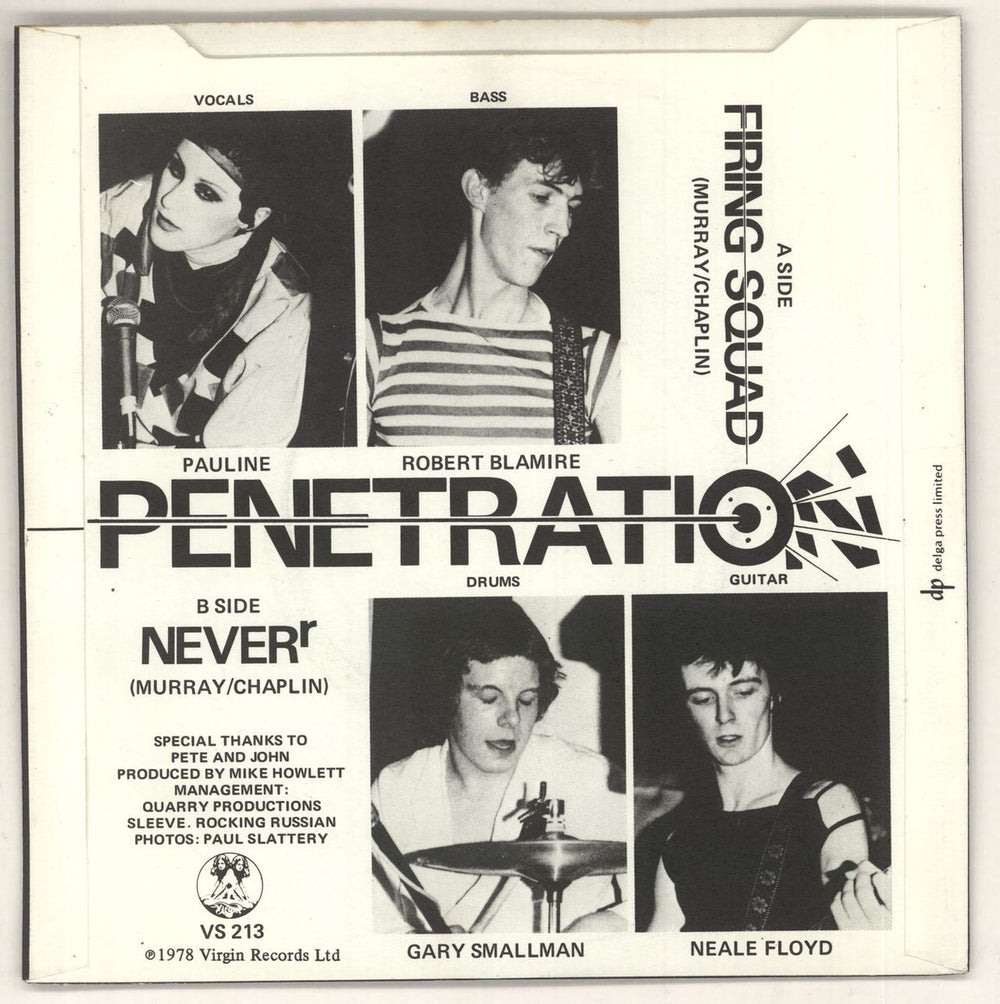 Penetration Firing Squad - P/S UK 7" vinyl single (7 inch record / 45) PEN07FI89091