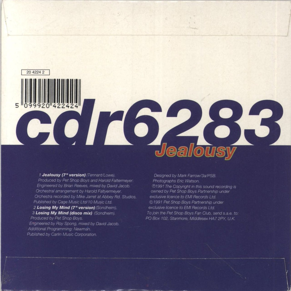 Pet Shop Boys Jealousy - card picture sleeve Dutch CD single (CD5 / 5") 5099920422424