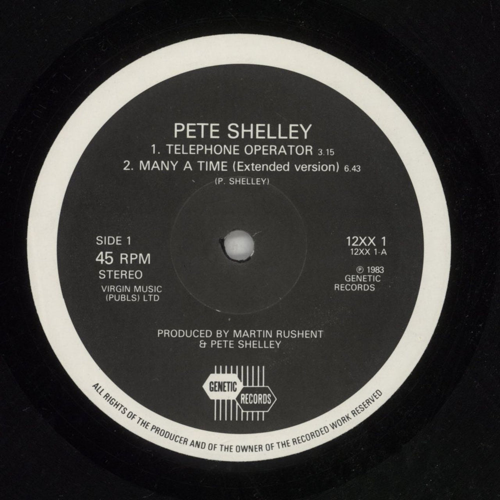 Pete Shelley Telephone Operator UK 12" vinyl single (12 inch record / Maxi-single) PLL12TE524418