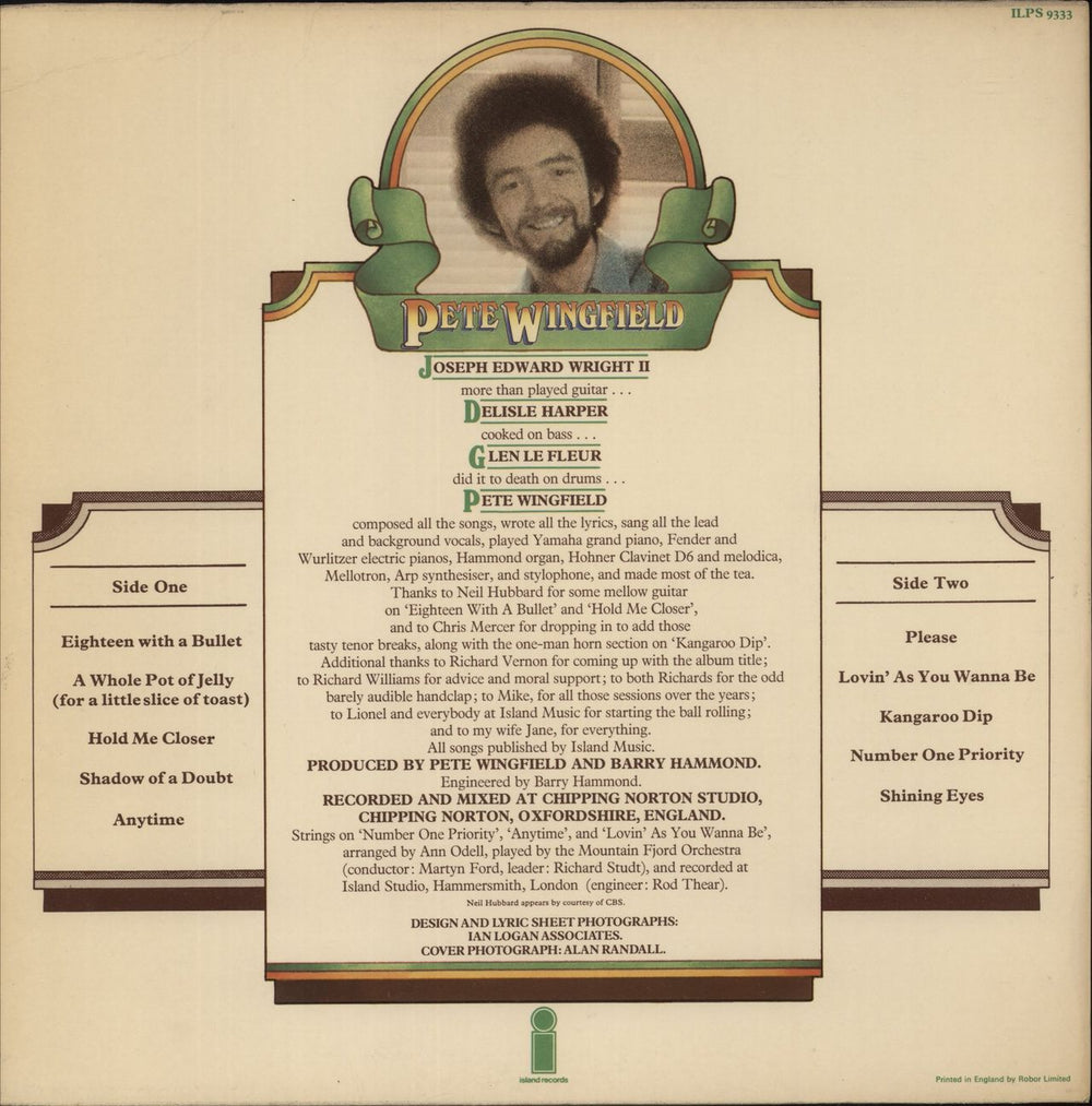 Pete Wingfield Breakfast Special - hype sticker UK vinyl LP album (LP record)