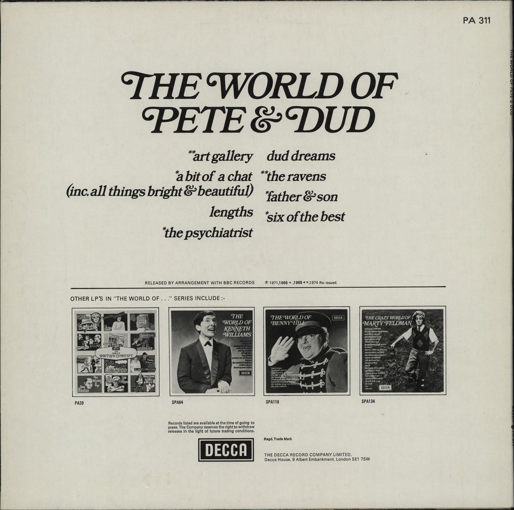 Peter Cook & Dudley Moore The World Of Pete & Dud UK vinyl LP album (LP record)
