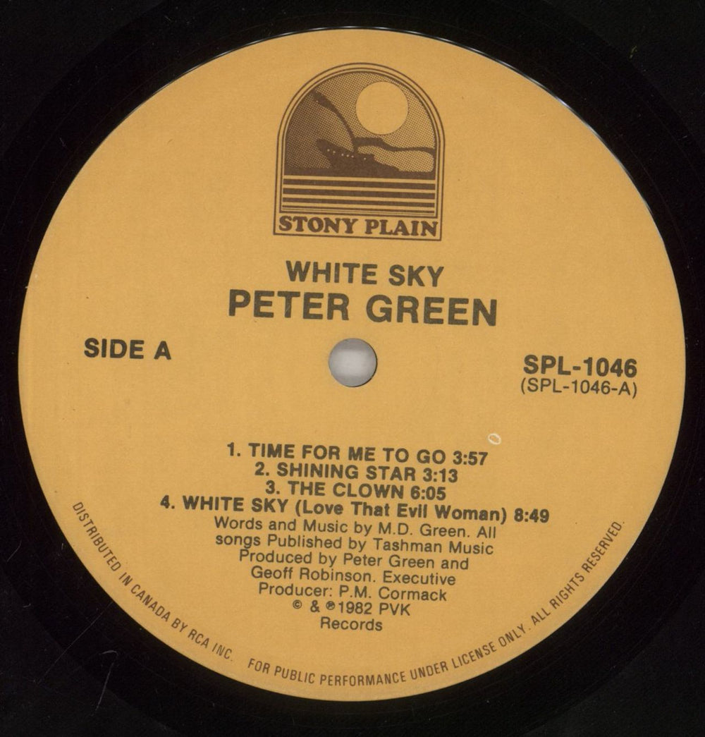 Peter Green White Sky Canadian vinyl LP album (LP record) PGRLPWH862437