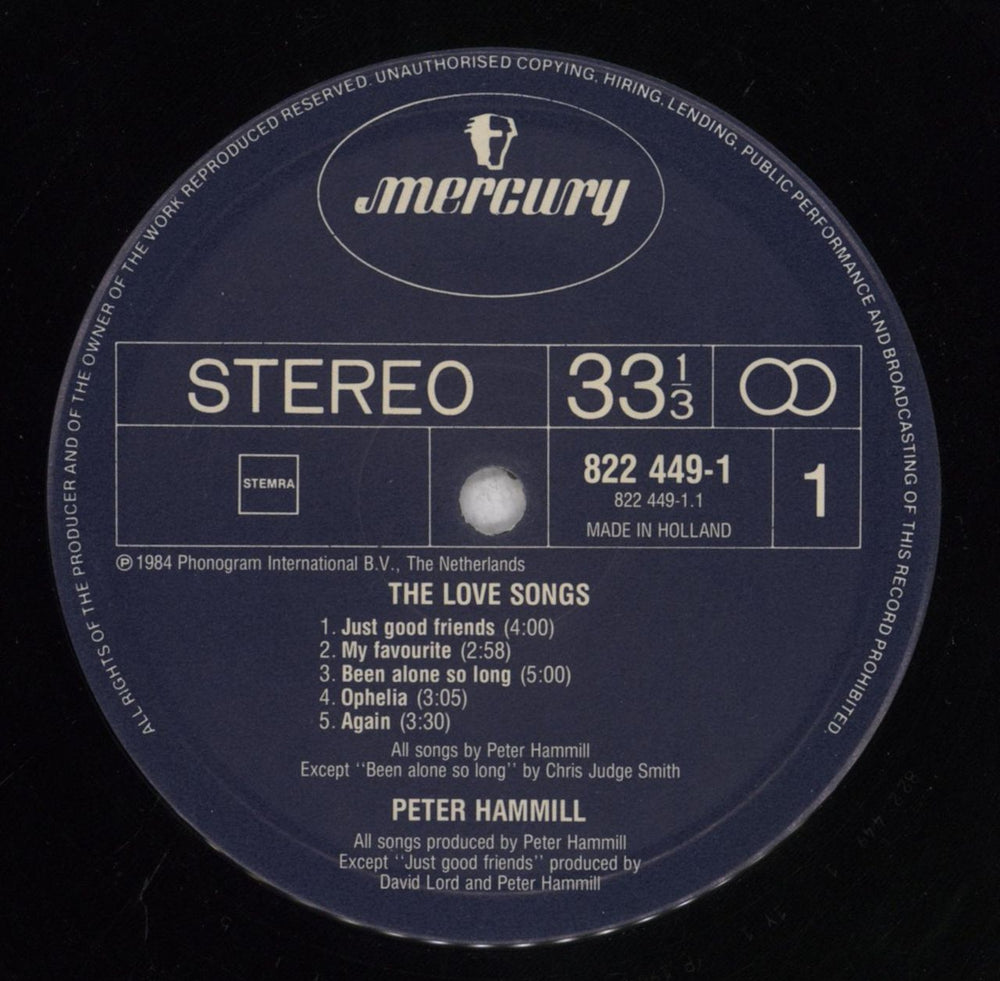 Peter Hammill The Love Songs Dutch vinyl LP album (LP record) HMLLPTH839765