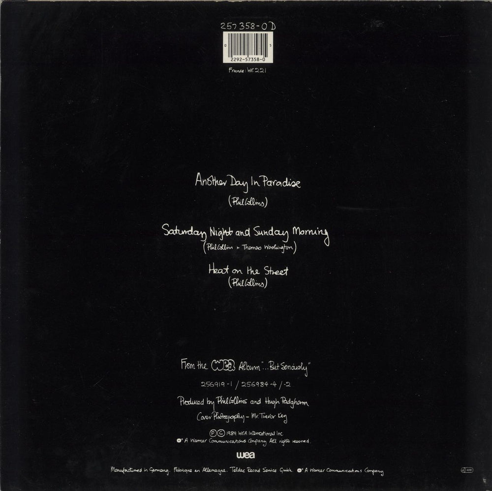 Phil Collins Another Day In Paradise German 12" vinyl single (12 inch record / Maxi-single) 5012980123469