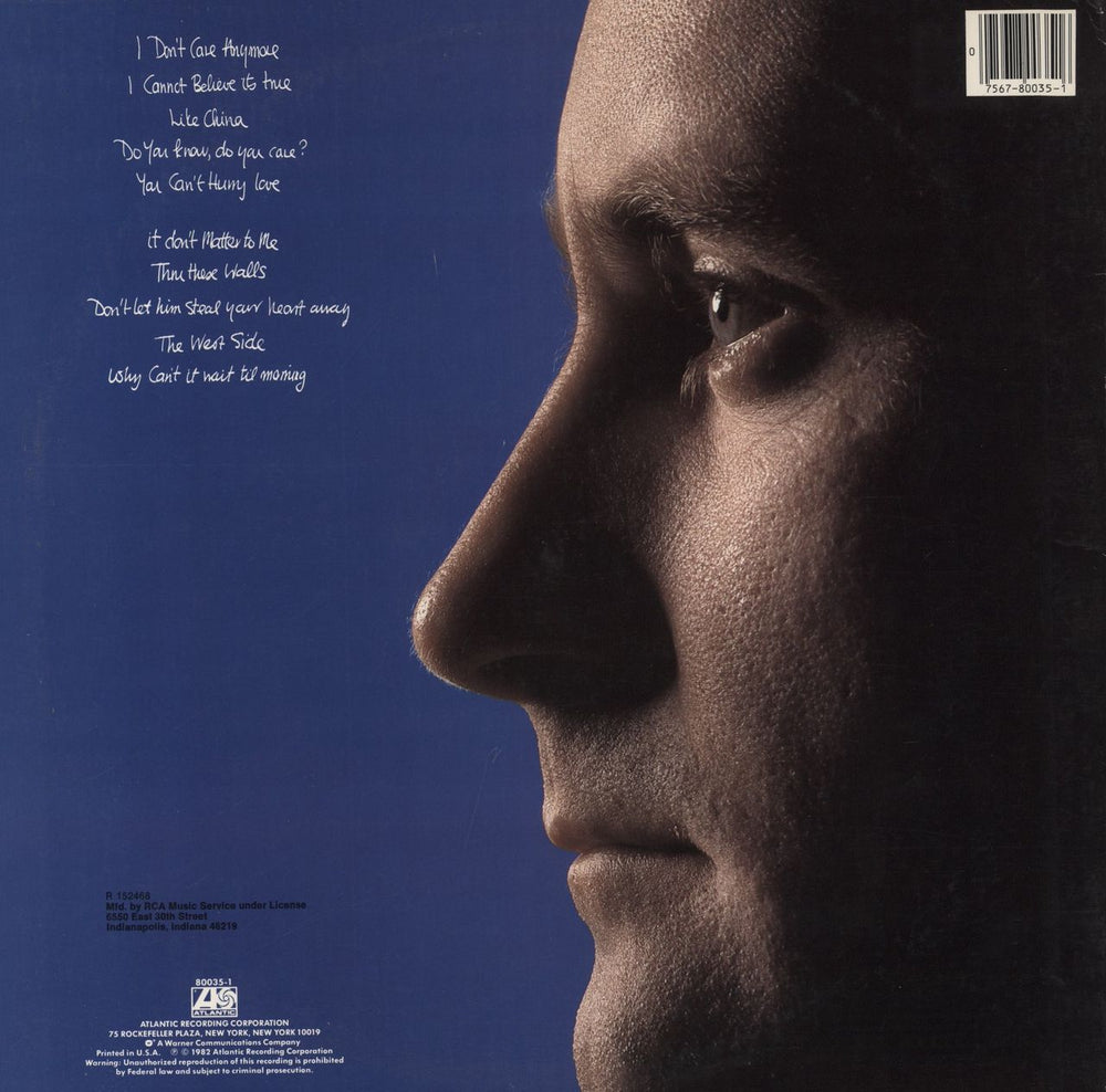 Phil Collins Hello, I Must Be Going US vinyl LP album (LP record)