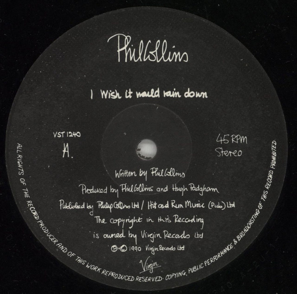 Phil Collins I Wish It Would Rain Down UK 12" vinyl single (12 inch record / Maxi-single) COL12IW511558