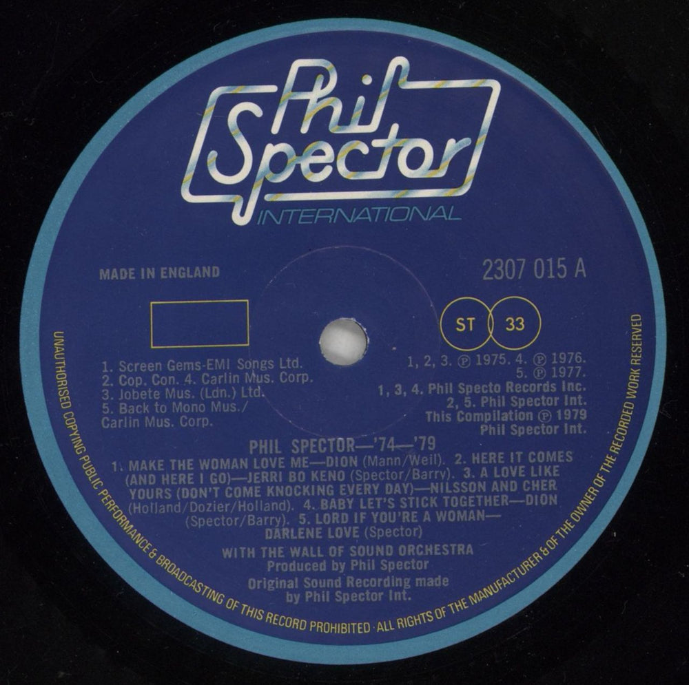 Phil Spector Phil Spector 74/79 UK vinyl LP album (LP record) PSPLPPH876589