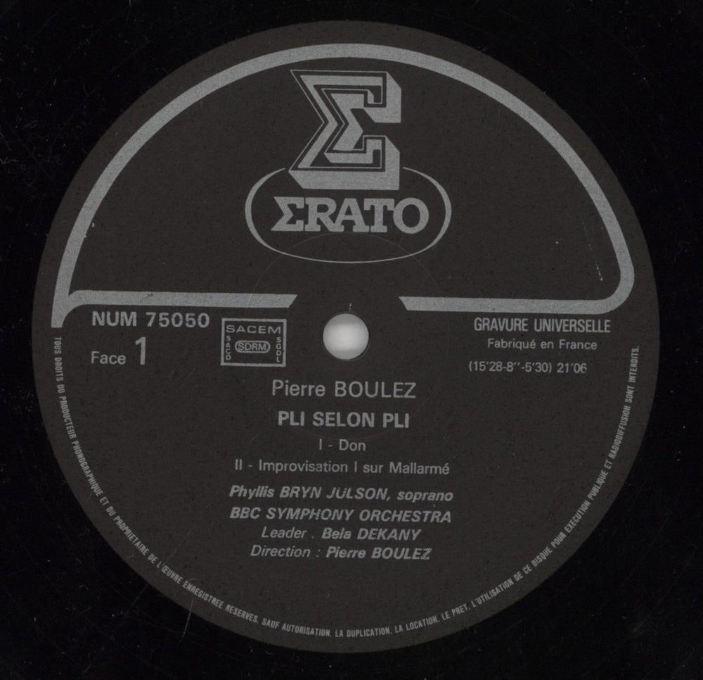 Pierre Boulez Pli Selon Pli French vinyl LP album (LP record) B14LPPL860603