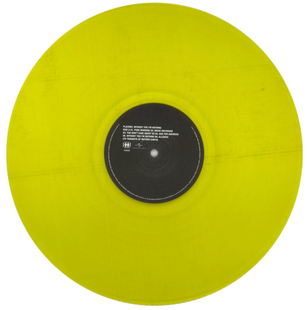 Placebo Without You I'm Nothing - 180gm Transparent Yellow Vinyl - VG UK vinyl LP album (LP record) CEBLPWI854942