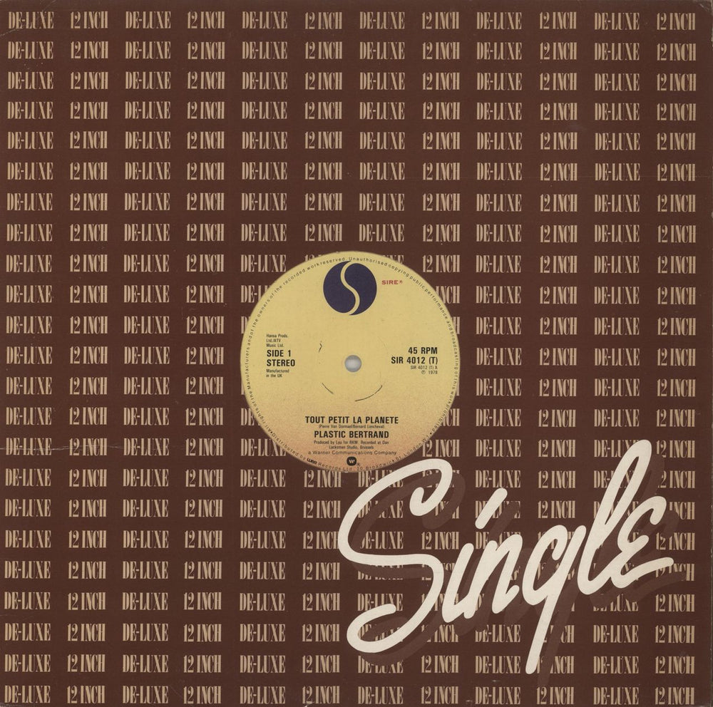 Plastic Bertrand Tout Petit La Planete UK 12" vinyl single (12 inch record / Maxi-single) SIR4012