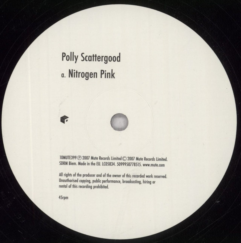 Polly Scattergood Nitrogen Pink UK 10" vinyl single (10 inch record) PO610NI845691