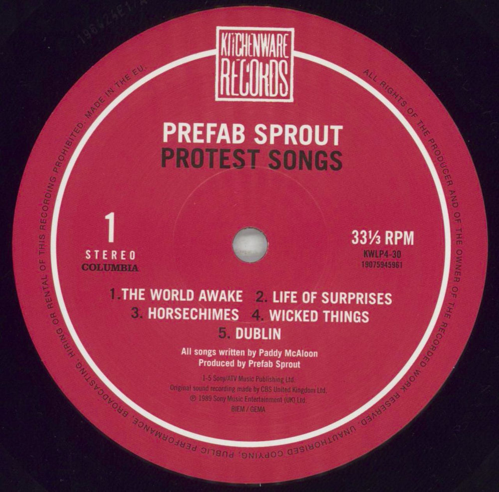 Prefab Sprout Protest Songs - 180g UK vinyl LP album (LP record) PRELPPR851128