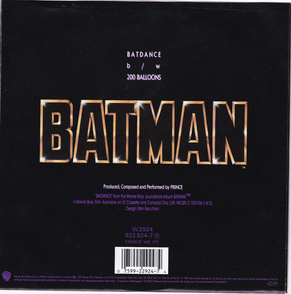 Prince Batdance German 7" vinyl single (7 inch record / 45) PRI07BA443692