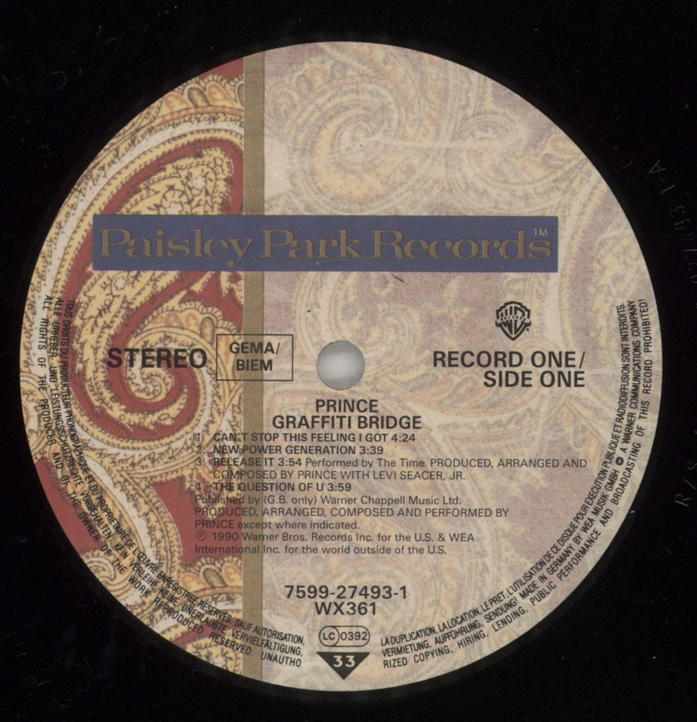 Prince Graffiti Bridge - EX UK 2-LP vinyl record set (Double LP Album) PRI2LGR719243