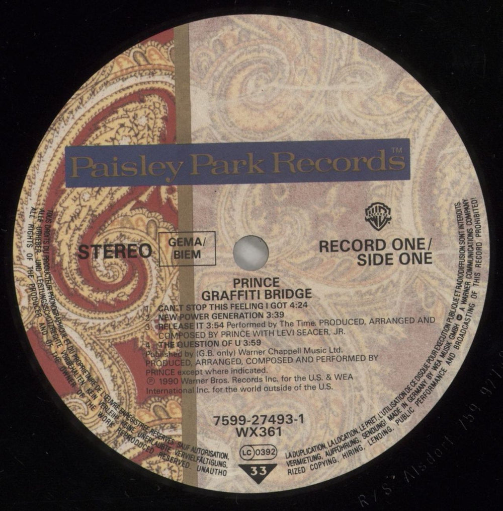 Prince Graffiti Bridge - VG UK 2-LP vinyl record set (Double LP Album) PRI2LGR880633