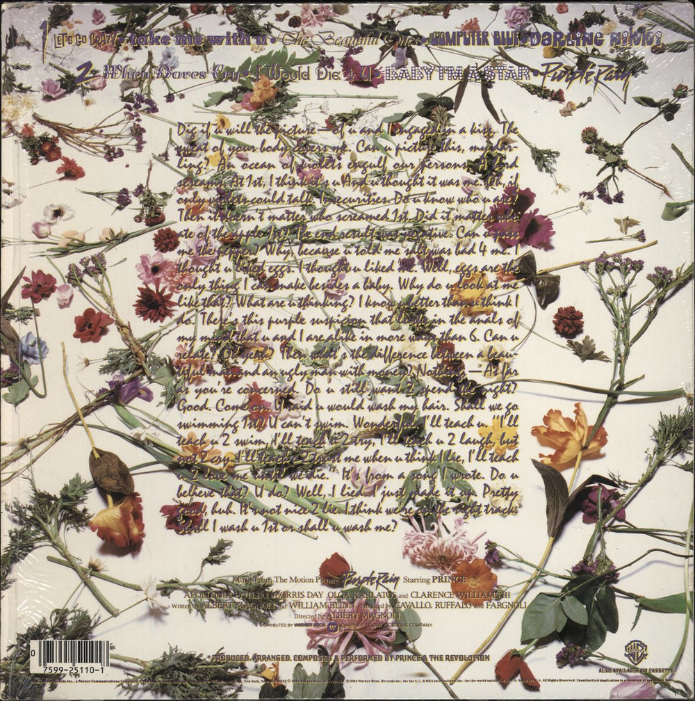 Prince Purple Rain + Poster + Stickered Shrink US vinyl LP album (LP record) 075992511018
