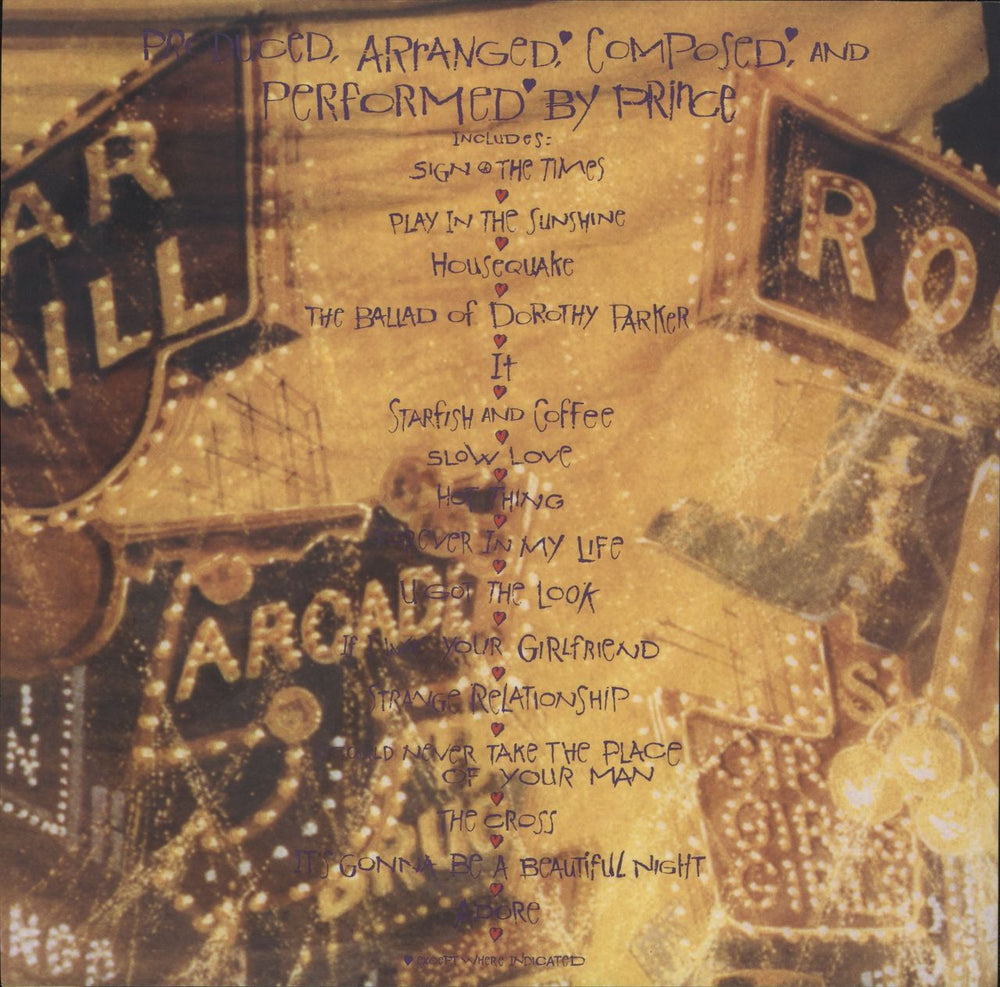 Prince Sign "O" The Times - 180 Gram Black Vinyl UK 2-LP vinyl record set (Double LP Album) 603497846528