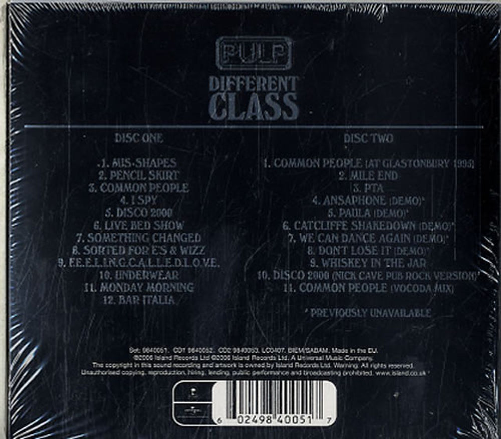 Pulp Different Class - Deluxe Edition - Sealed UK 2 CD album set (Double CD) PUL2CDI619762