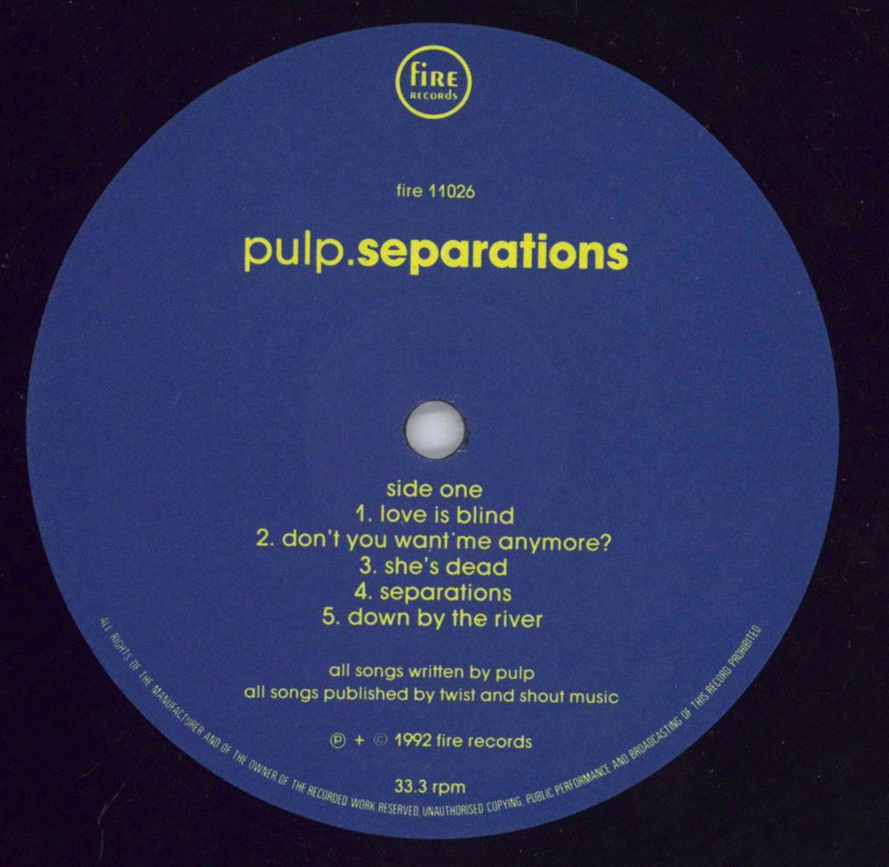 Pulp Separations UK vinyl LP album (LP record) PULLPSE109785